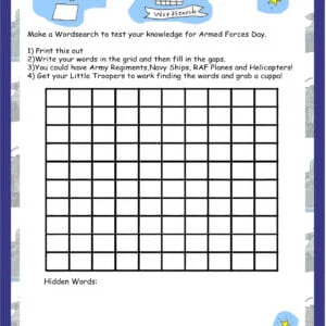 Make an Armed Forces Day wordsearch
