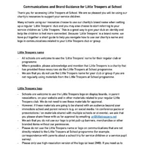 Communications and Brand guidance for Little Troopers at School
