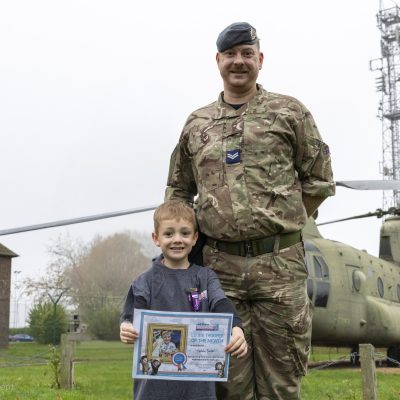 Images show the Little Troopers Award being presented at RAF Odiham. Images show the Little Troopers Award being presented at RAF Odiham.