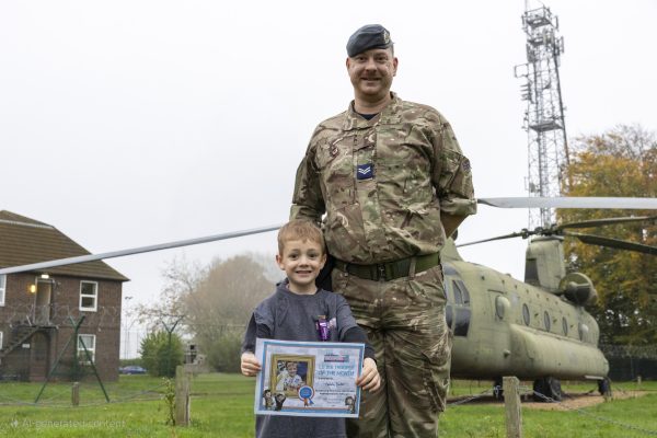 Images show the Little Troopers Award being presented at RAF Odiham. Images show the Little Troopers Award being presented at RAF Odiham.