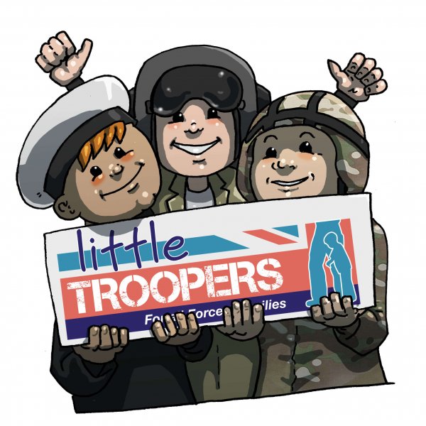 Troopers holding logo